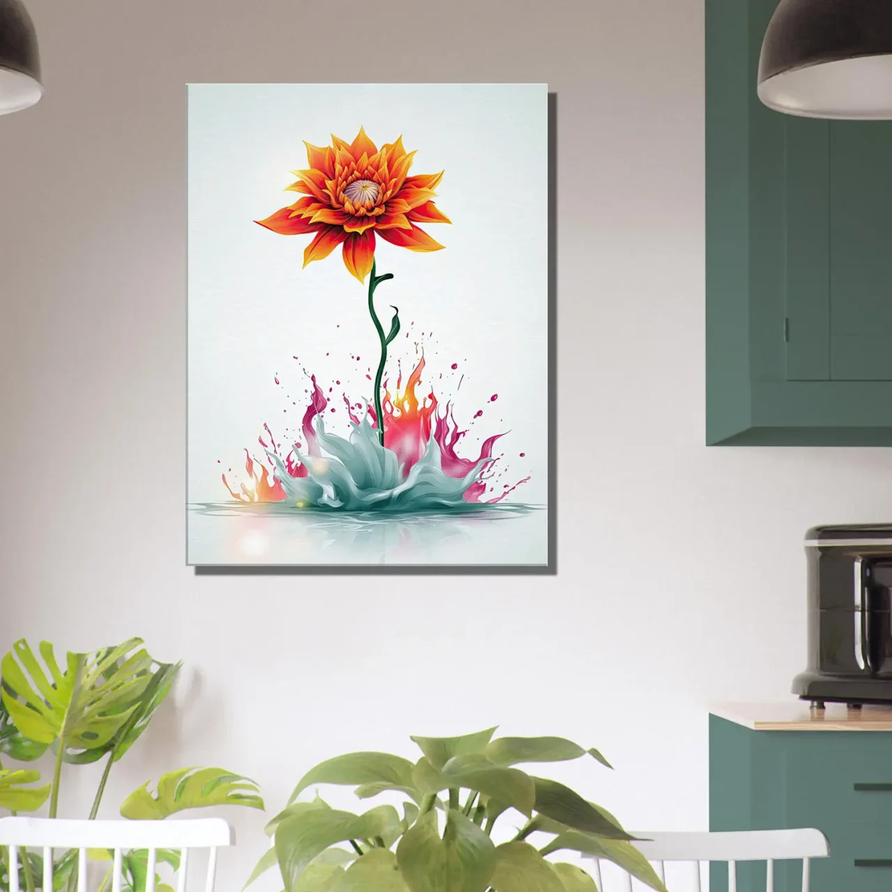 fleur boho abstraite explosion de peinture