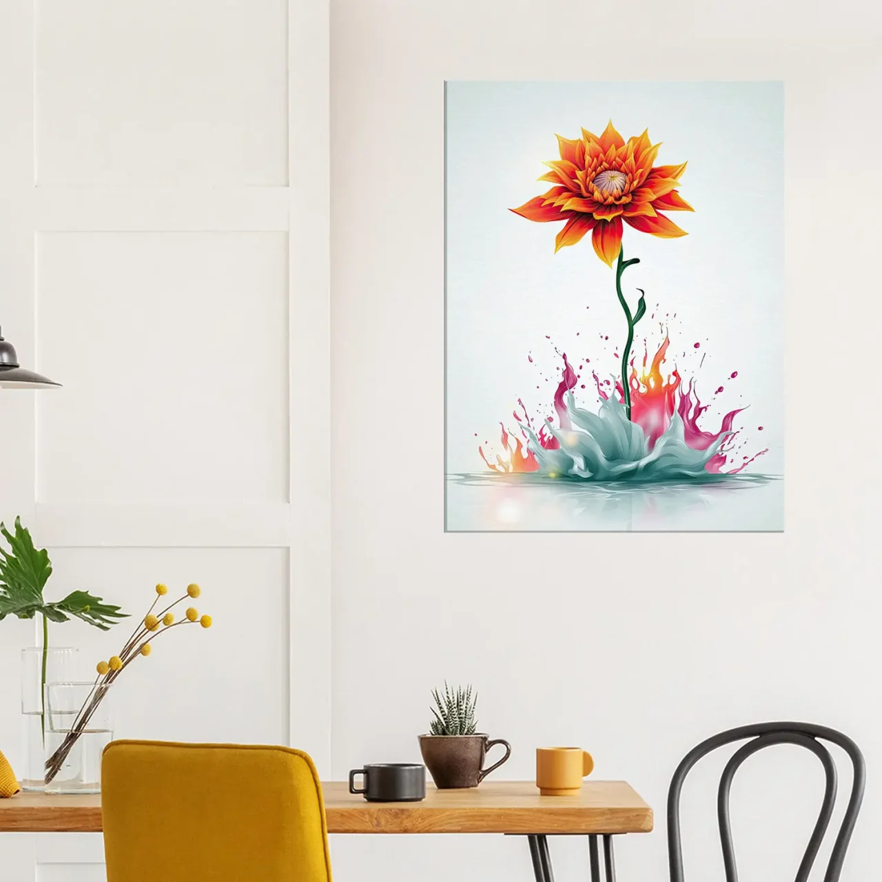 fleur boho abstraite explosion de peinture