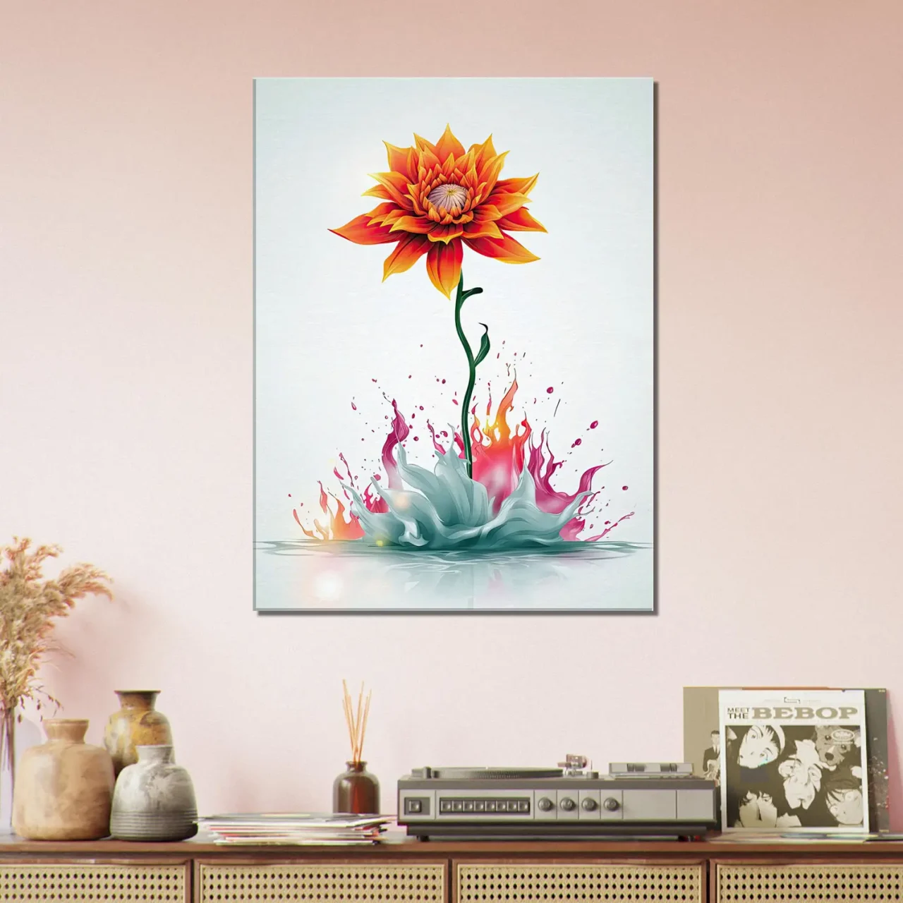 fleur boho abstraite explosion de peinture