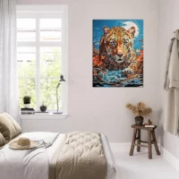 Illustration Léopard chassant dans l’eau illustration léopard chassant dans l'eau