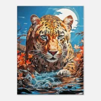 Illustration Léopard chassant dans l’eau illustration léopard chassant dans l'eau