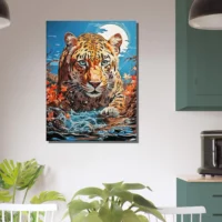 Illustration Léopard chassant dans l’eau illustration léopard chassant dans l'eau