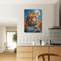 Illustration Léopard chassant dans l’eau illustration léopard chassant dans l'eau