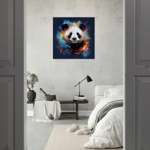 mignon panda peinture sur fond bleu