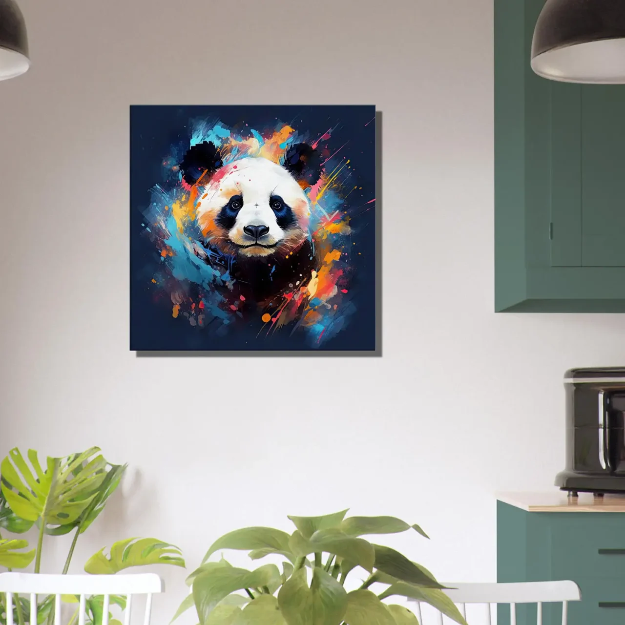 mignon panda peinture sur fond bleu