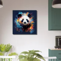Tableau Mignon Panda peinture sur fond bleu mignon panda peinture sur fond bleu