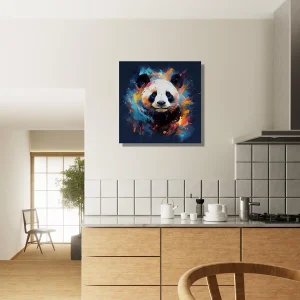 mignon panda peinture sur fond bleu
