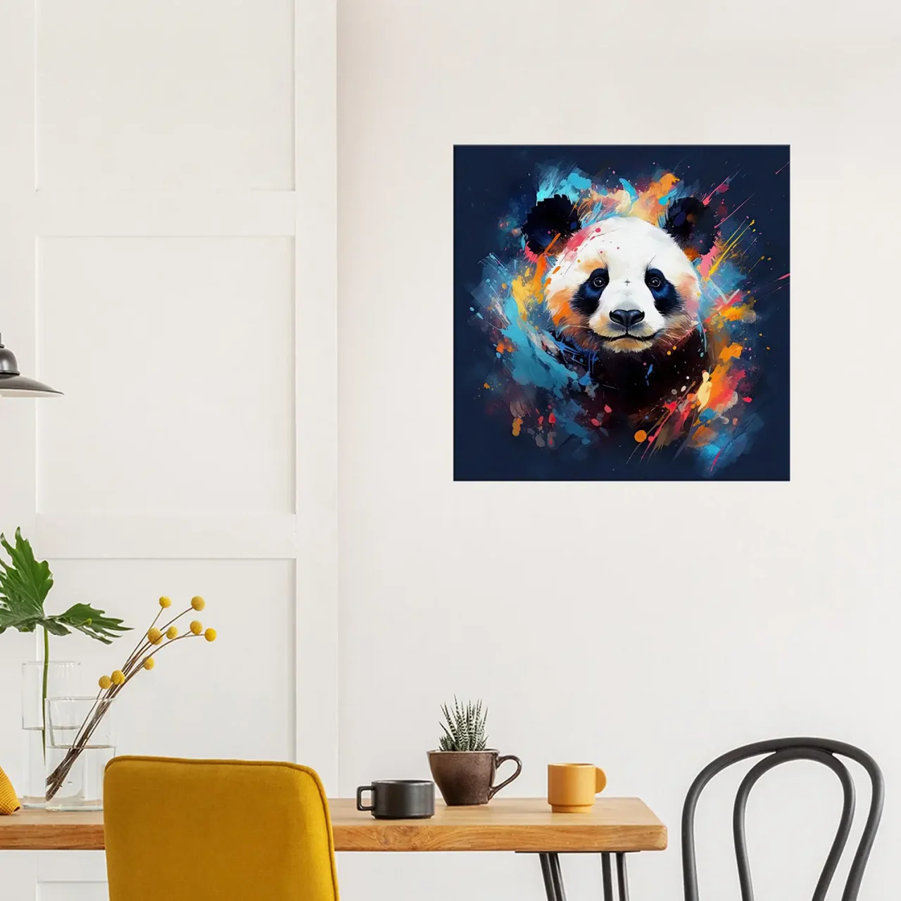 mignon panda peinture sur fond bleu