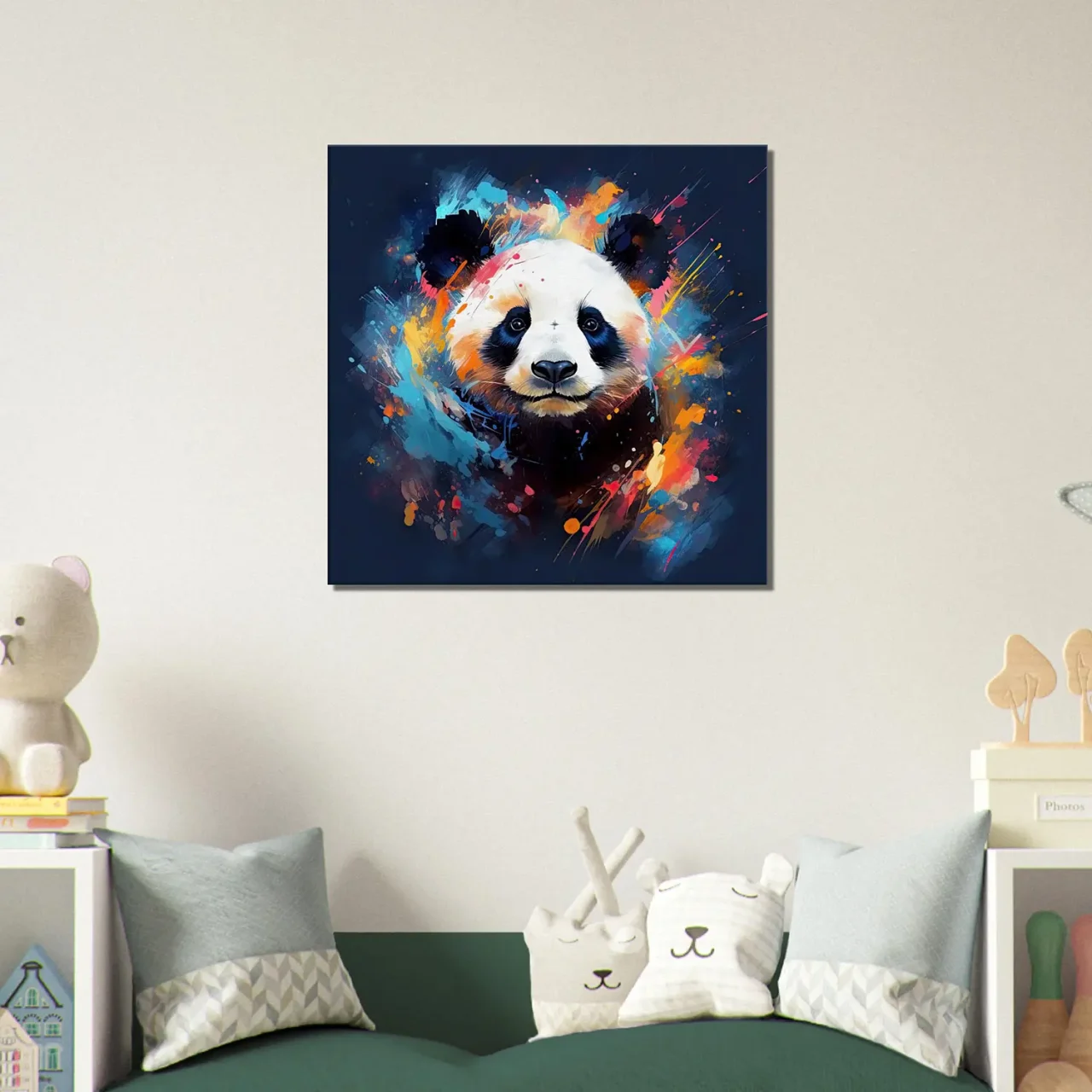 mignon panda peinture sur fond bleu