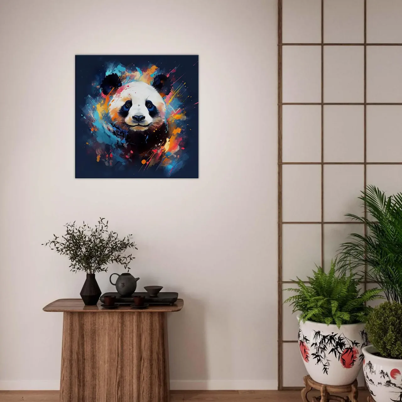 mignon panda peinture sur fond bleu
