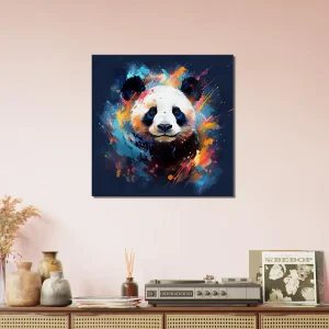mignon panda peinture sur fond bleu