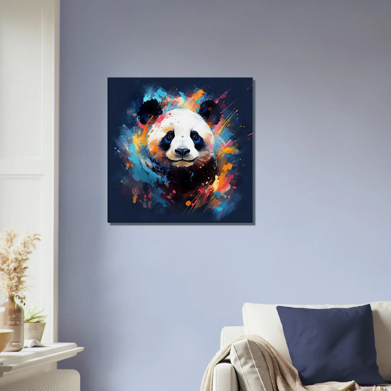 mignon panda peinture sur fond bleu