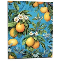 Cadre Motif Citrons et Feuilles de citronnier motif citrons et feuilles de citronnier