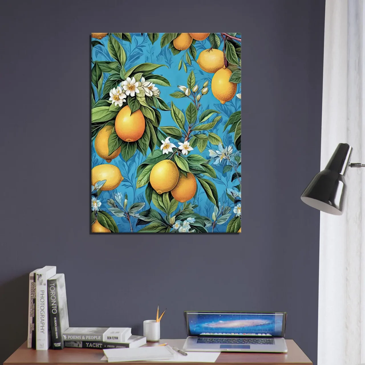 Cadre Motif Citrons et Feuilles de citronnier motif citrons et feuilles de citronnier