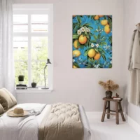 Cadre Motif Citrons et Feuilles de citronnier motif citrons et feuilles de citronnier