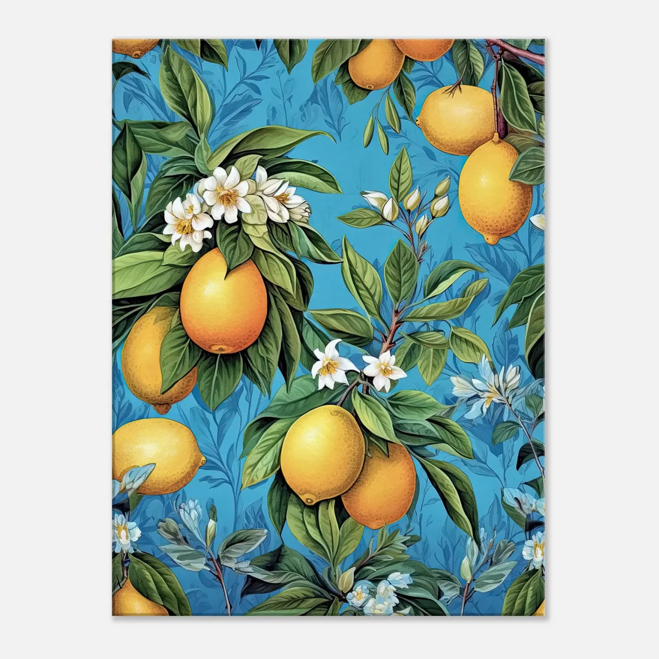 Cadre Motif Citrons et Feuilles de citronnier motif citrons et feuilles de citronnier