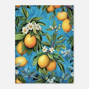 Cadre Motif Citrons et Feuilles de citronnier motif citrons et feuilles de citronnier