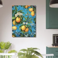 Cadre Motif Citrons et Feuilles de citronnier motif citrons et feuilles de citronnier