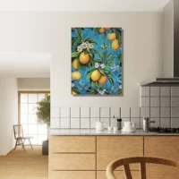 Cadre Motif Citrons et Feuilles de citronnier motif citrons et feuilles de citronnier