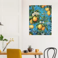 Cadre Motif Citrons et Feuilles de citronnier motif citrons et feuilles de citronnier