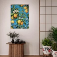 Cadre Motif Citrons et Feuilles de citronnier motif citrons et feuilles de citronnier