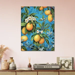 Cadre Motif Citrons et Feuilles de citronnier motif citrons et feuilles de citronnier