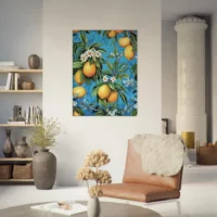 Cadre Motif Citrons et Feuilles de citronnier motif citrons et feuilles de citronnier