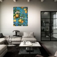 Cadre Motif Citrons et Feuilles de citronnier motif citrons et feuilles de citronnier