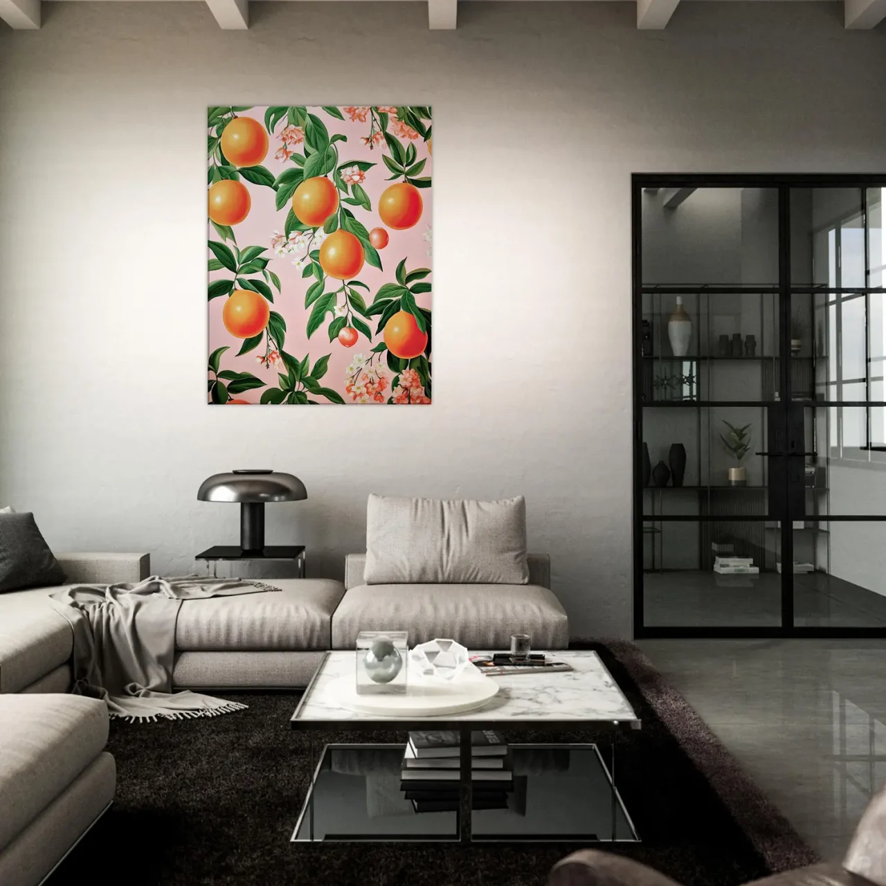 motif oranges et feuilles d'oranger