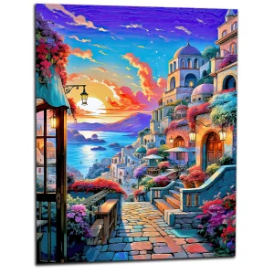 Cadre déco Paysage coloré de Santorini Cadre déco Paysage coloré de Santorini