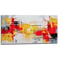 peinture abstraite rouge jaune et noir
