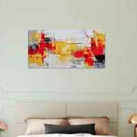 peinture abstraite rouge jaune et noir