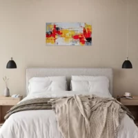 peinture abstraite rouge jaune et noir