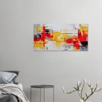 peinture abstraite rouge jaune et noir