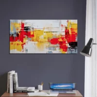 peinture abstraite rouge jaune et noir