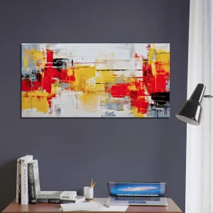 peinture abstraite rouge jaune et noir