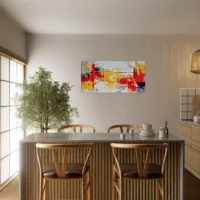 peinture abstraite rouge jaune et noir