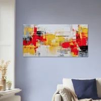 peinture abstraite rouge jaune et noir