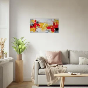 peinture abstraite rouge jaune et noir