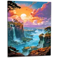 Peinture Digitale Chutes d’Iguazu coucher de soleil peinture digitale chutes d'iguazu coucher de soleil