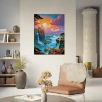 Peinture Digitale Chutes d’Iguazu coucher de soleil peinture digitale chutes d'iguazu coucher de soleil