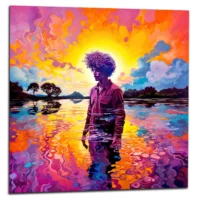 Tableau Peinture psychédélique dans le lac peinture psychédélique dans le lac