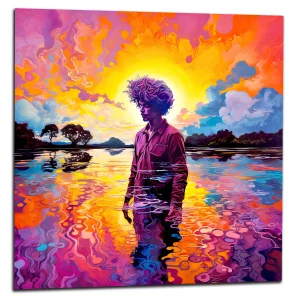 Peinture psychédélique dans le lac
