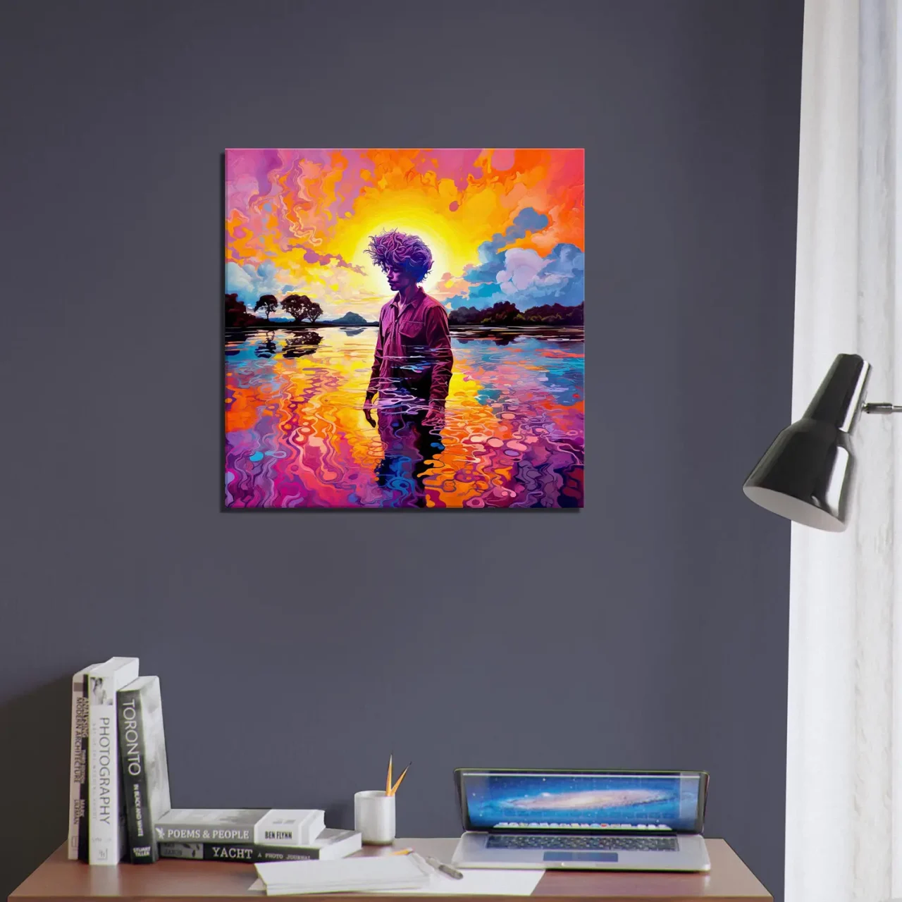 Tableau Peinture psychédélique dans le lac peinture psychédélique dans le lac