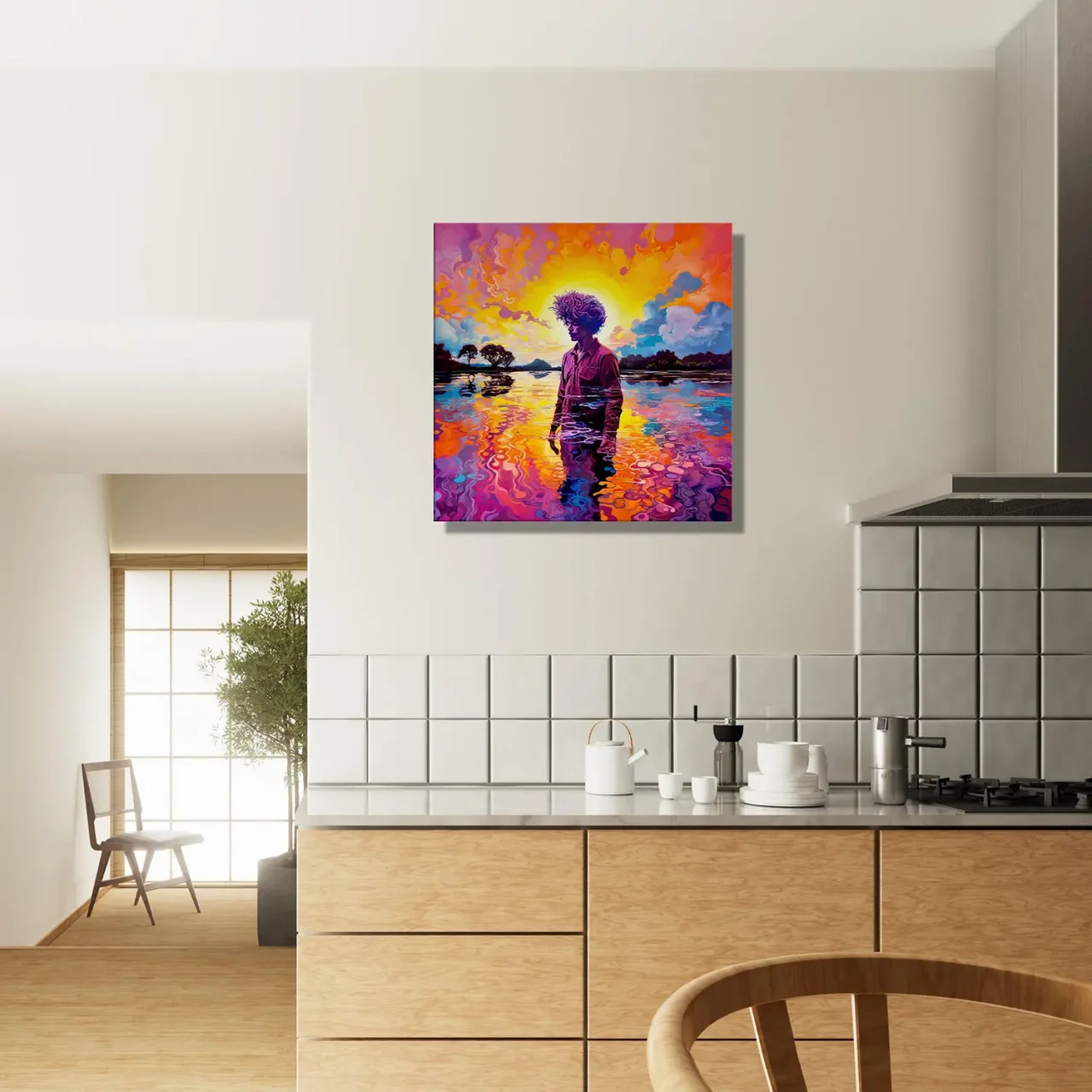 Tableau Peinture psychédélique dans le lac peinture psychédélique dans le lac