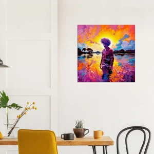Tableau Peinture psychédélique dans le lac peinture psychédélique dans le lac