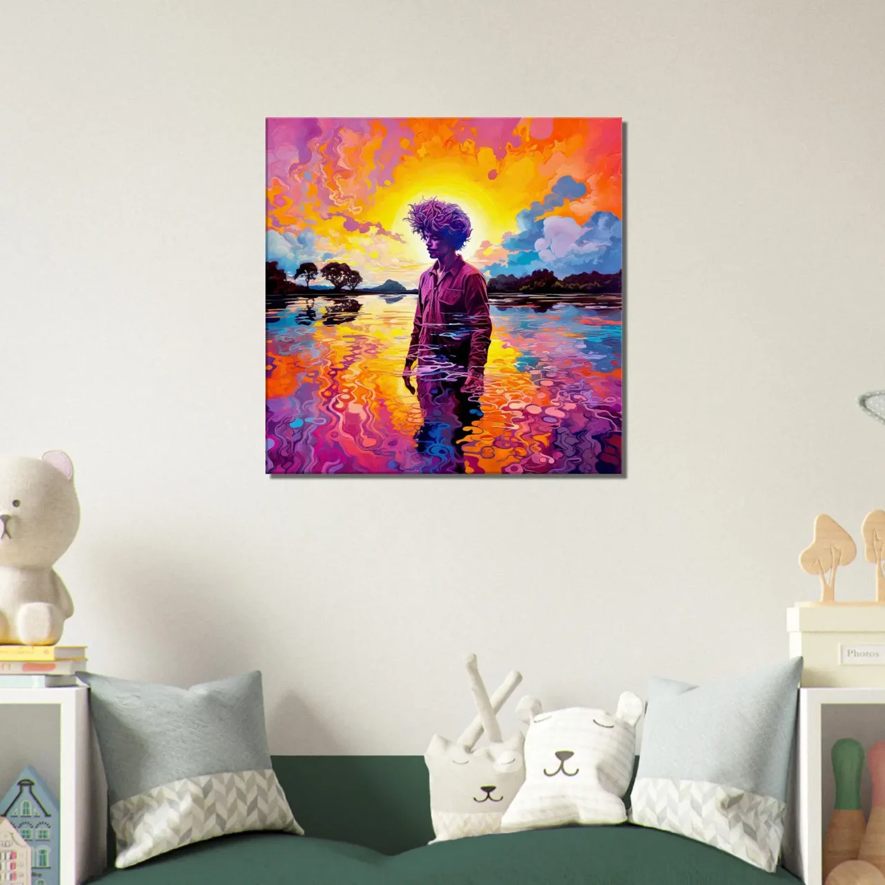 Tableau Peinture psychédélique dans le lac peinture psychédélique dans le lac