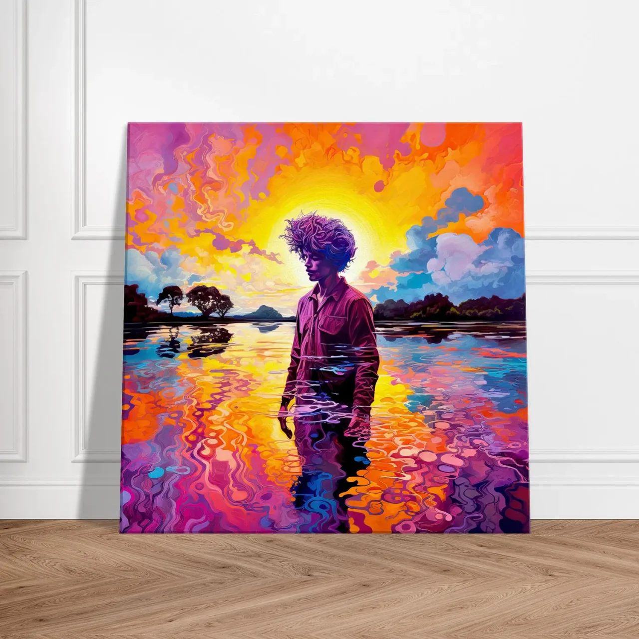 Tableau Peinture psychédélique dans le lac peinture psychédélique dans le lac