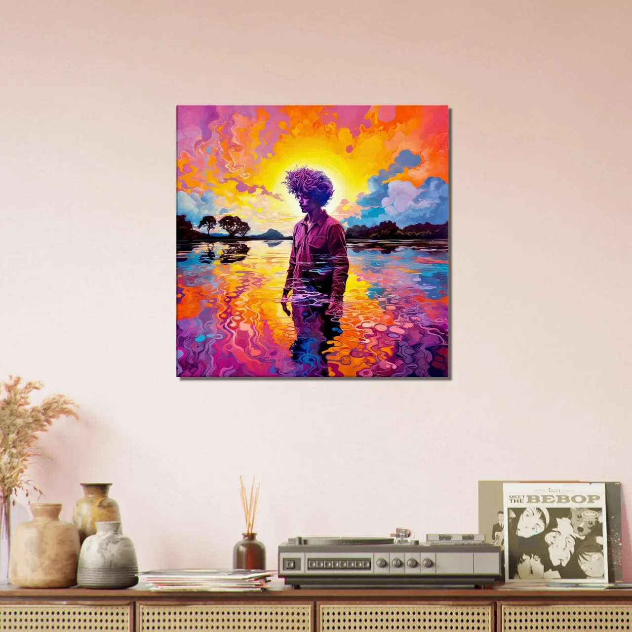 Tableau Peinture psychédélique dans le lac peinture psychédélique dans le lac