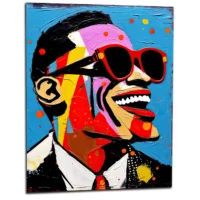 portrait de ray charles style basquiat